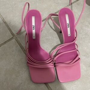 Zara Vibrant Pink Strappy Heels